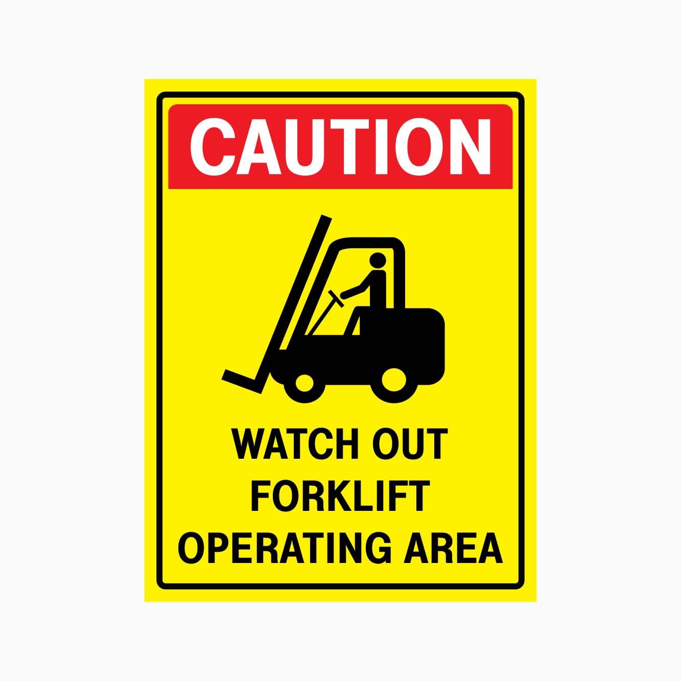 CAUTION WATCH OUT FORKLIFT OPERATING AREA Sign, 12x8 Inch Metal Tin Sign, Vehicle Warning for Warehouse and Logistics Zones