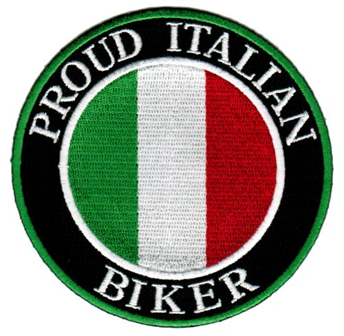 Proud Italian Biker Embroidered Patch Italy Flag Iron-On Motorcycle Emblem