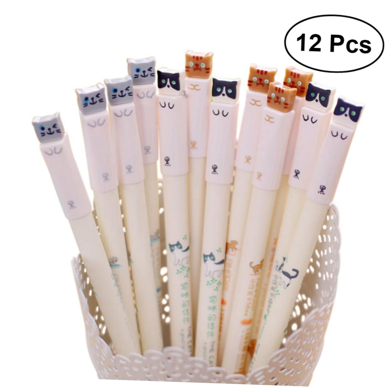 SHINEOFI 36pezzi Penne Gel Con Inchiostro Nero Extra Fine Cancelleria Kawaii Per Studenti e Amanti Dei Gatti