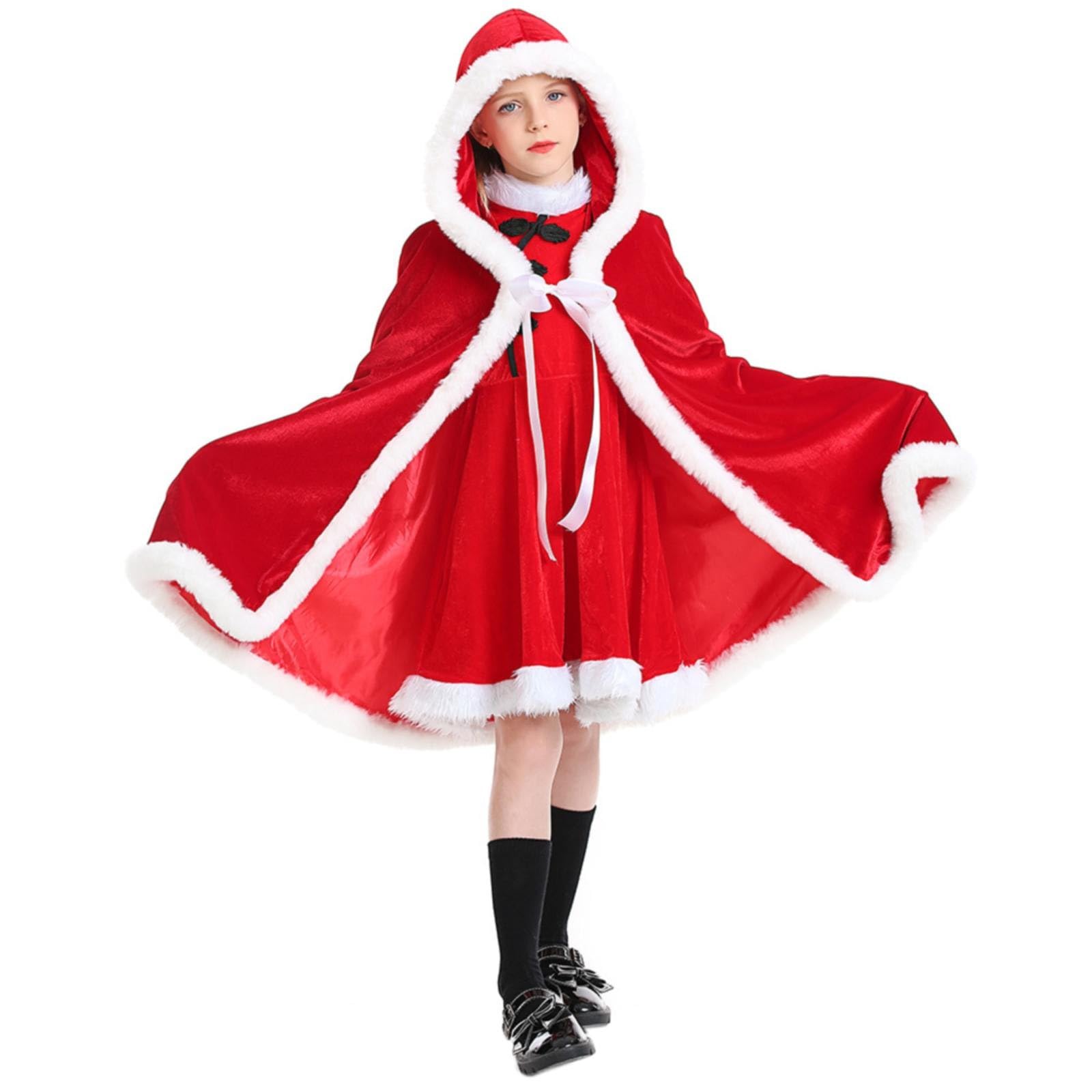 OBiQuzz Bambini Ragazze Di Natale Rosso Festivo Vestito Da Principessa Vestito Con Cappuccio Sciarpa Da Festa Di Nozze Vestiti Per Bambini Set Vestiti Ragazze