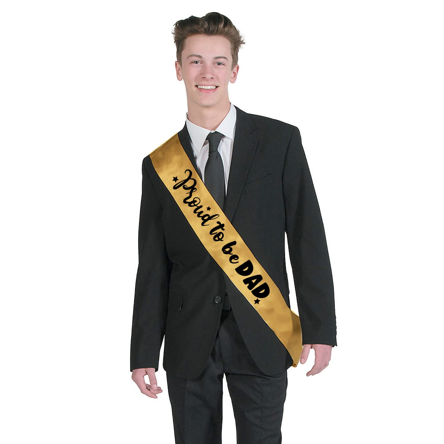 Hubops Proud to be mom and Proud to be dad Sash & dad and mom to be sash for Party Decoration Combo Pack (Gold Proud to be mom n dad) 1