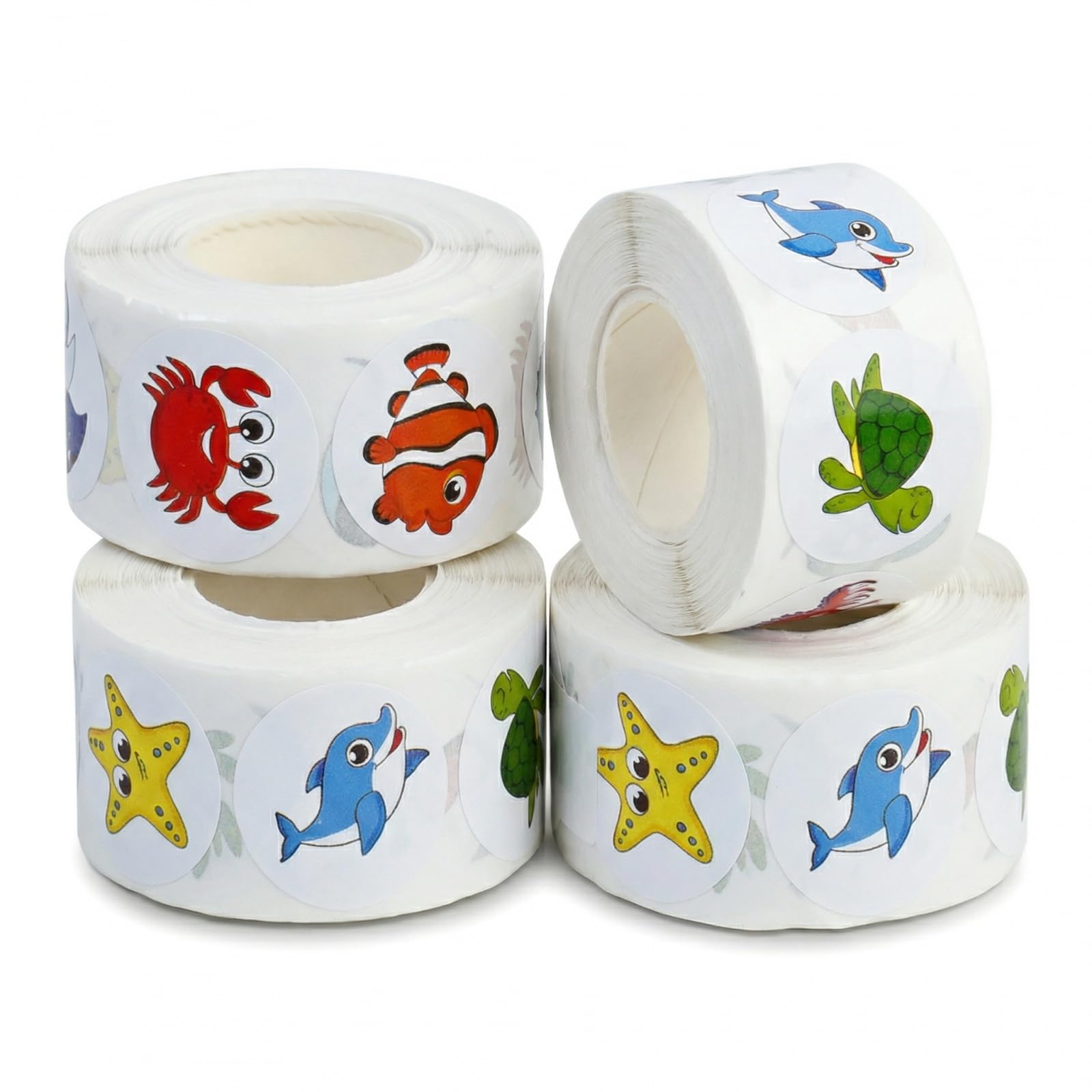 FooYee 2000pcs Animal Sticker Rolls, Animal Stickers for Children, Universal Cute Animal Stickers, 2.5CM Self Adhesive Shiny Reward Stickers for Children Students School, Crafts and Office, Diaries