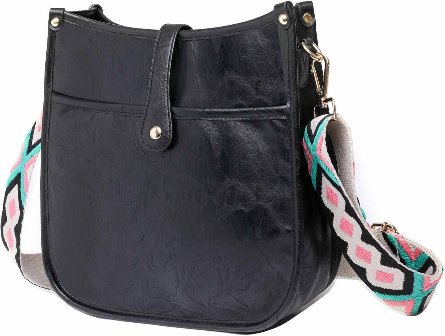 Leopard Strap Crossbody Shoulder Bag for Women Ladies Causal Satchel Hobo Bag Messenger Bag Vegan PU Leather