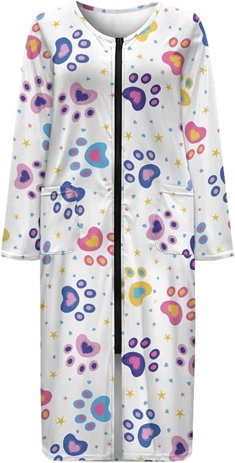 Long Robes for Women Lightweight Soft House Coats for Women with Pockets Full Zipper Nightgown S-4Xl