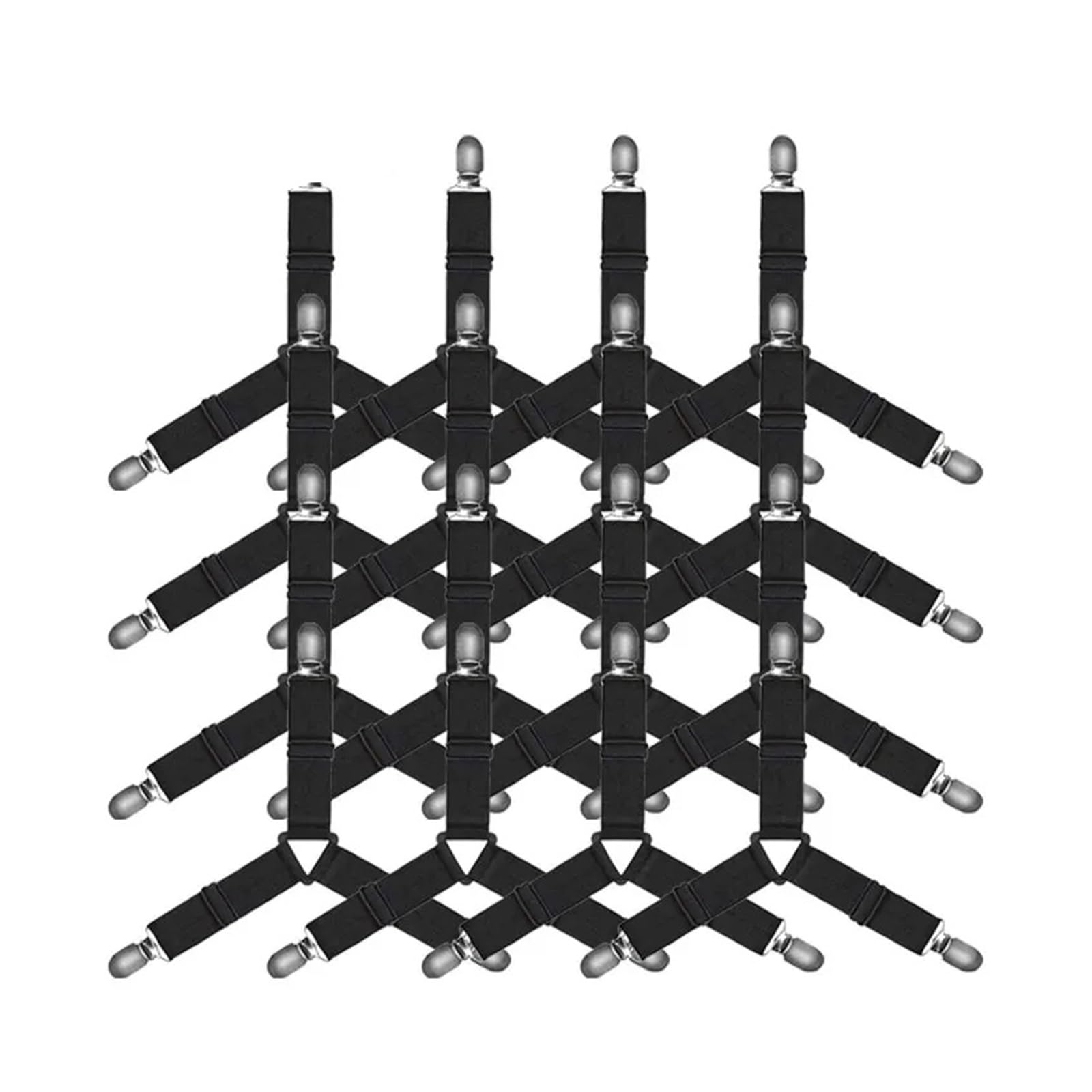 GSJNHY Bed Sheet Grippers Belt 16/4Pcs/Set Adjustable Bed Sheet Grippers Belt Fastener Clips Mattress Cover Blankets Quilt Holder Organize Gadgets for Bedding(3 Heads Black(16Pcs))