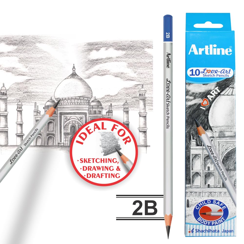 Artline Love Art Sketch Pencils 2B Set Of 10 (Pack of 2) | Ideal For Create Deep, Velvety Black Lines And Intense, Smooth Shading - Image 3 thumbnail