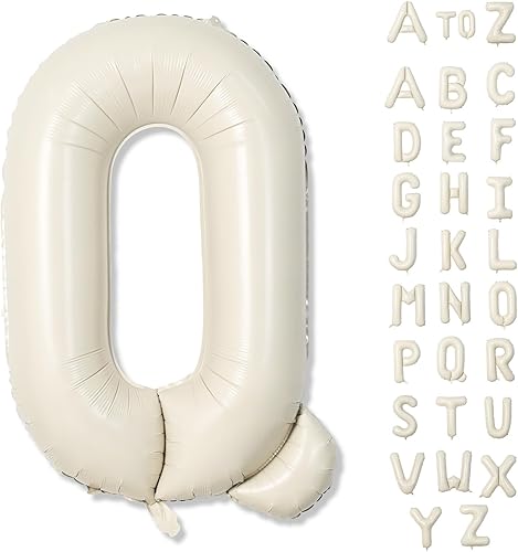 Miniatura 61 de Globos beige de 40 pulgadas con números grandes 3, globos de helio de dígito 3 de color blanco marfil autoinflables para terceras niñas, globos