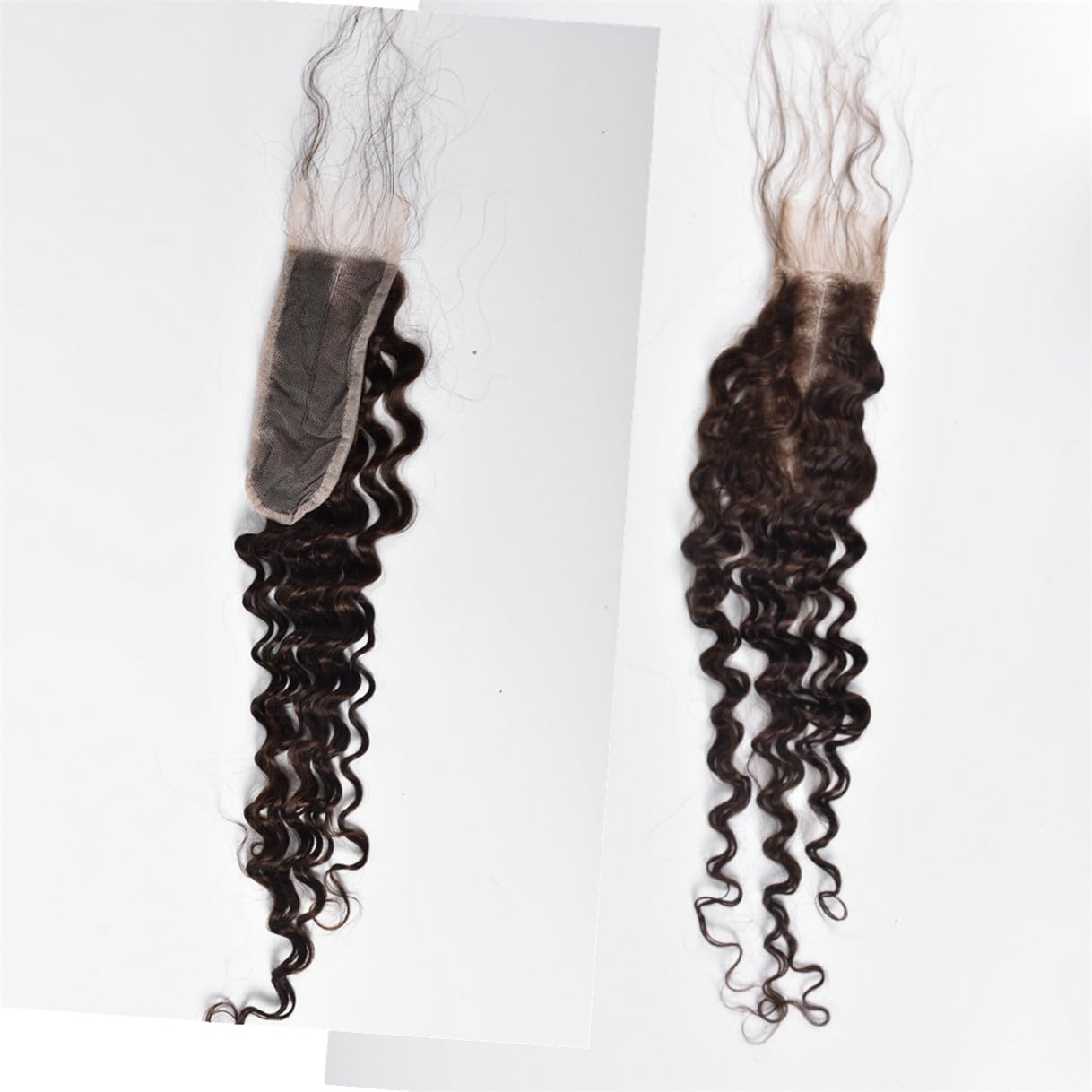 Brazilian Chocolate Brown 4# Deep Wave 2x6 Lace Closure - 100% Unprocessed Human Virgin Hair - Deep Curly - Chestnut Brown - 18inch