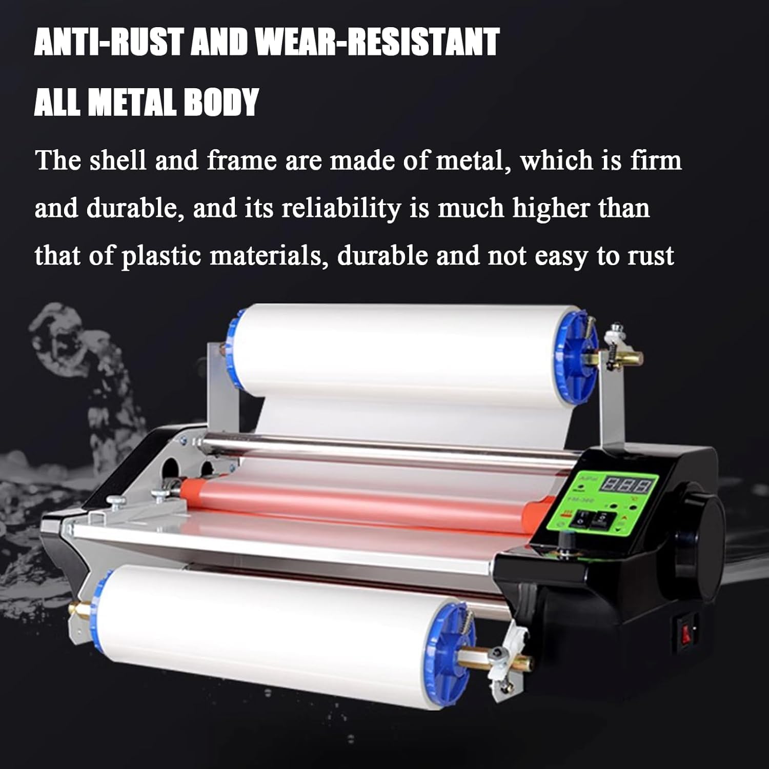 Plastificadora de Rodillos en Caliente y en frío de 600 W, con Ajuste de Temperatura y 4 Rodillos para Fotos, menús, pergaminos, Libros y Pegatinas.