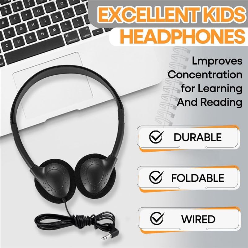 20 Pack Kabelgebundene Kopfhörer für Klassenzimmer, On-Ear Kopfhörer, Klarer Klang, Stereo Headset 3,5 mm Audio-Headset für Klassenquizze, Teenager, Bibliotheken, Computerlabore