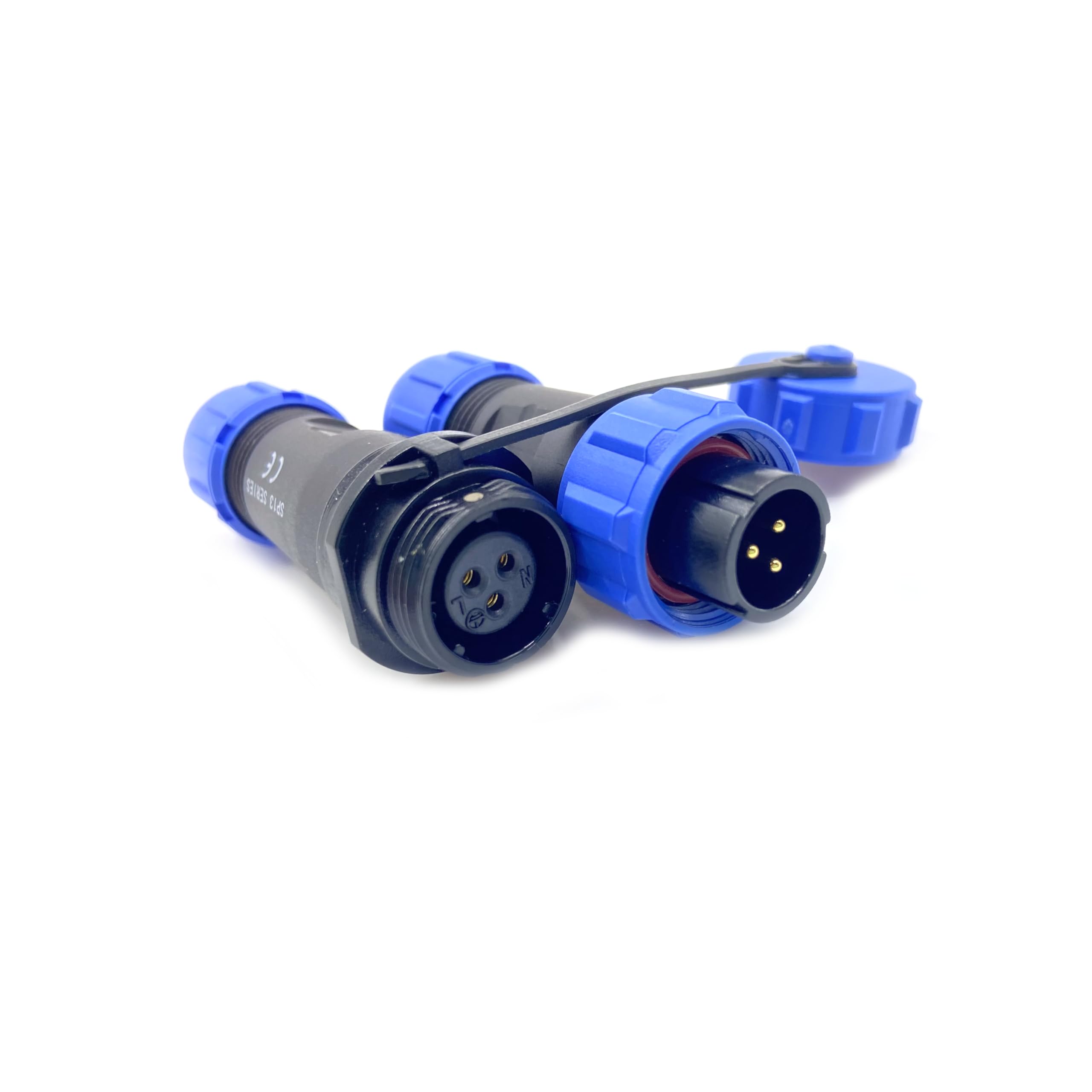Aansluitstekker, luchtvaartstekker SP13 IP68, 3-polig, SP13-serie, waterdichte stootverbinder, 3-polige inline stekker en bus satellietkabelconnector