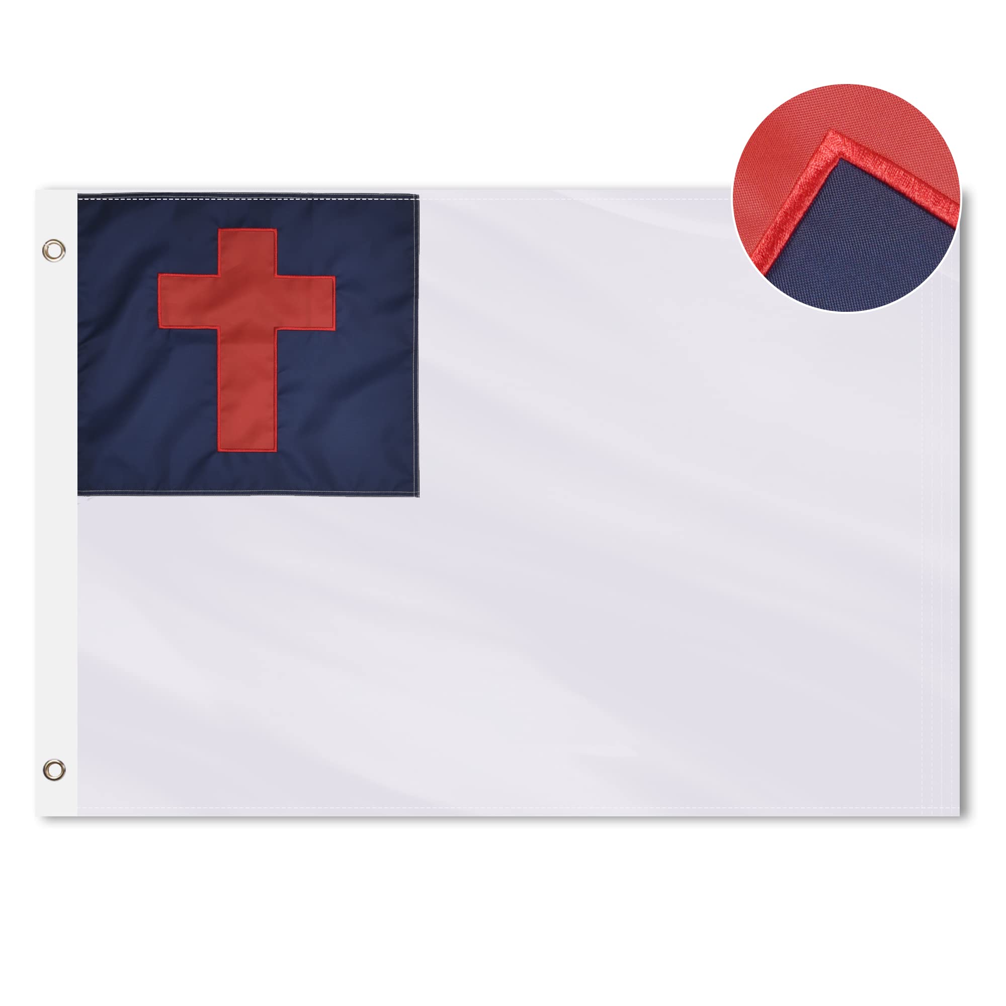 VICDRIA Christian Flag 3x5 Ft, Outdoor Embroidered Christianity Cross Church Jesus Faith Flags, Heavy Duty Durable, Premium Polyester, Brass Grommets