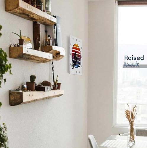 Miniatura 4 de 3dRose Wall Clock Silent - 15 inch - Motor X Silhouette Dirt Bike Against Retro Sunset - Vector Art - Motocross