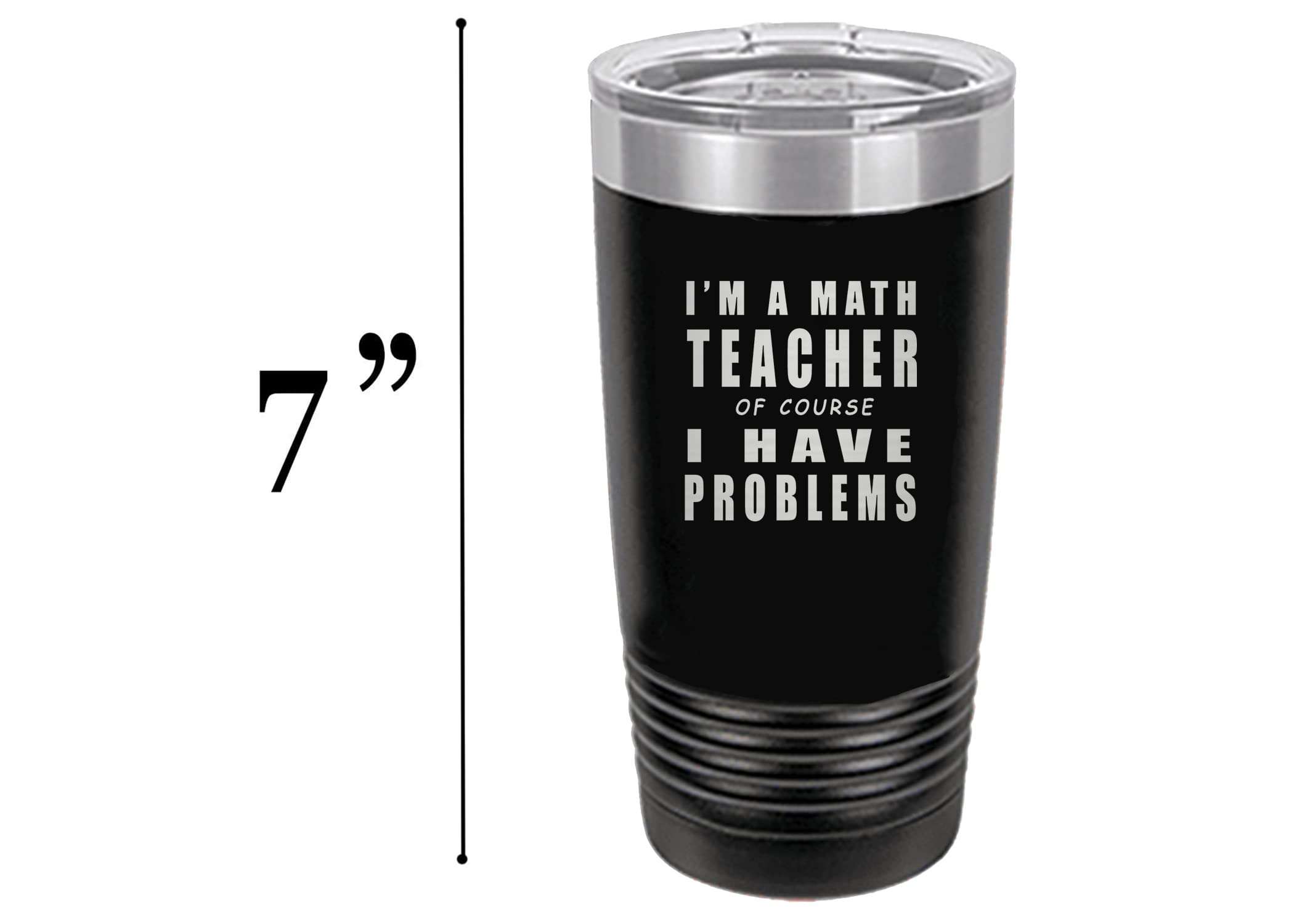 Rogue River Tactical Śmieszny nauczyciela matematyki problemy duży 590 ml kubek podróżny ze stali nierdzewnej kubek z pokrywką szkoła profesor nauczanie edukator prezent (czarny)