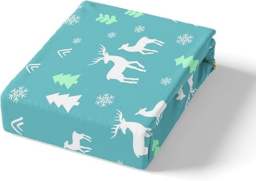 Miniatura 7 de Erosebridal Sábana bajera ajustable de Santa Claus con bolsillo profundo para niños, niñas y niños, juego de ropa de cama de Feliz Navidad, juego de