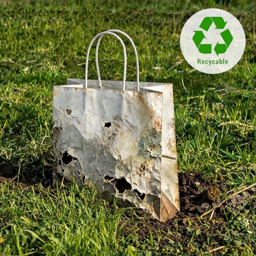 bagmad 100Pcs Medium White Kraft Paper Bags