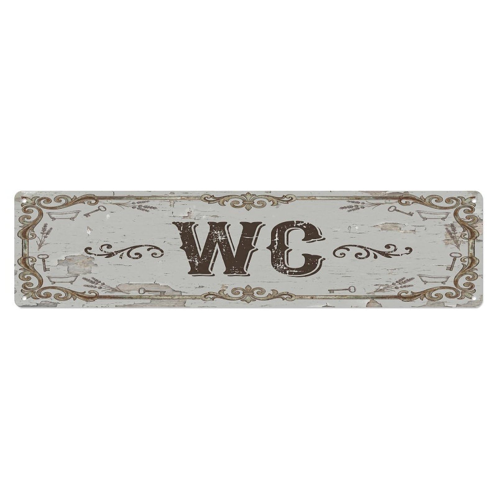 Shabby Cozy Hotel Facility Toilet(WC) Door Metal Tin Sign Plaque Wall Decor for Cafe, Club Bar, Office, Home Garden Metal Poster 4x16Inch