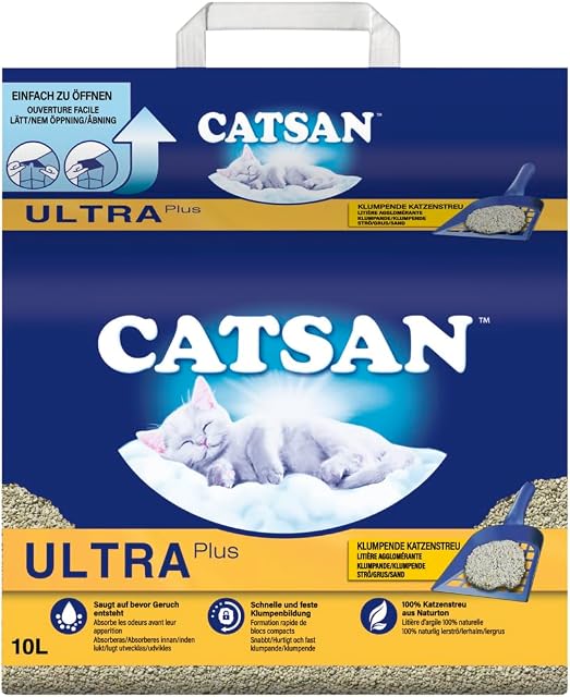 Foto 2 de 3 de Catsan Ultra Plus - Sustrato para gatos con grumos, 1 paquete (1 x 10 l)