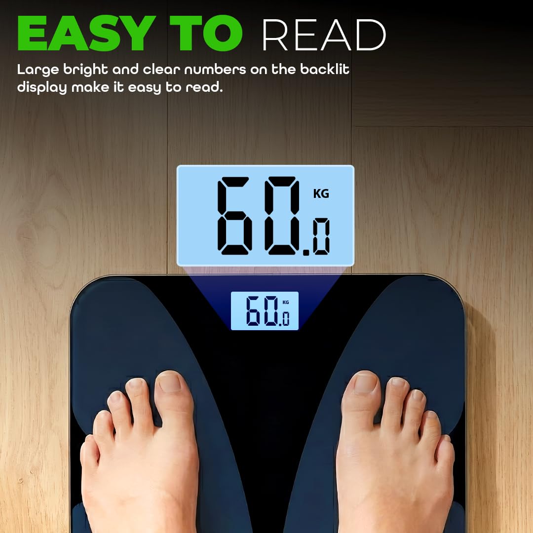 HealthSense Weight Machine for Body Weight| Digital Weighing Scale for home with Step-On Technology,Tempered Glass, Room Temperatur LCD Display,180kg Capacity & 1-Year Warranty| Dura-Glass PS115 Neo 2