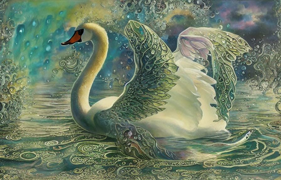 Toile Only One Fantasy Swan 58 x 90 cm déco murale chambre zen