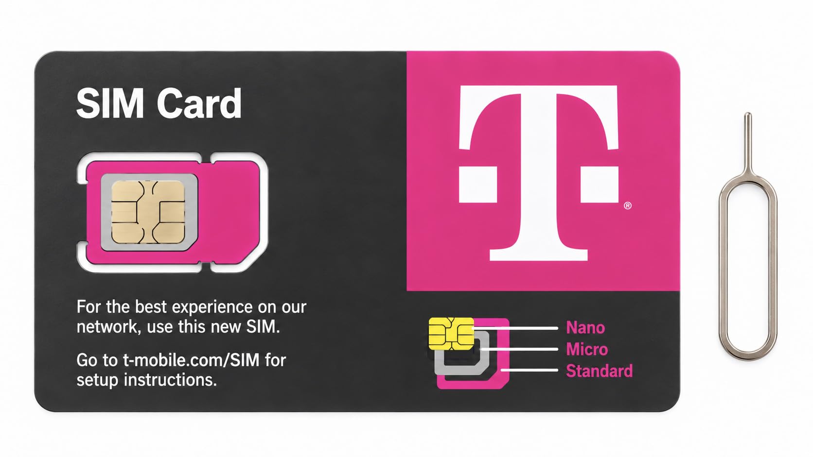 T-Mobile SIM Card R15 5G 4G LTE TMobile Triple Cut Nano Micro 3 in 1 Ultimate TMO Starter Pack with Simbros Simkey to Remove the sim Tray on Any Device!