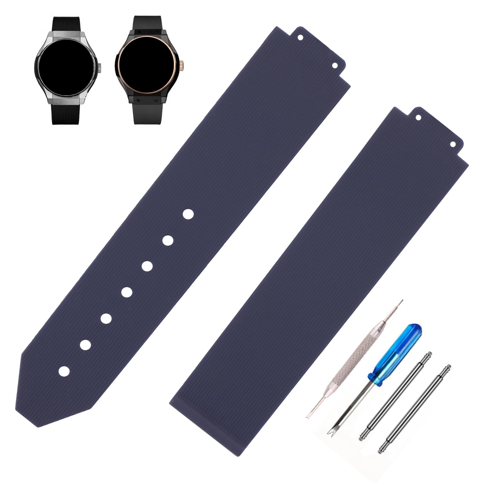 Women Rubber 20mm Silicone Watch Bands Replacement Fit for Hublot 13mm*20mm*18mm Watch Strap Wirstband (without metal buckle) For Women and men