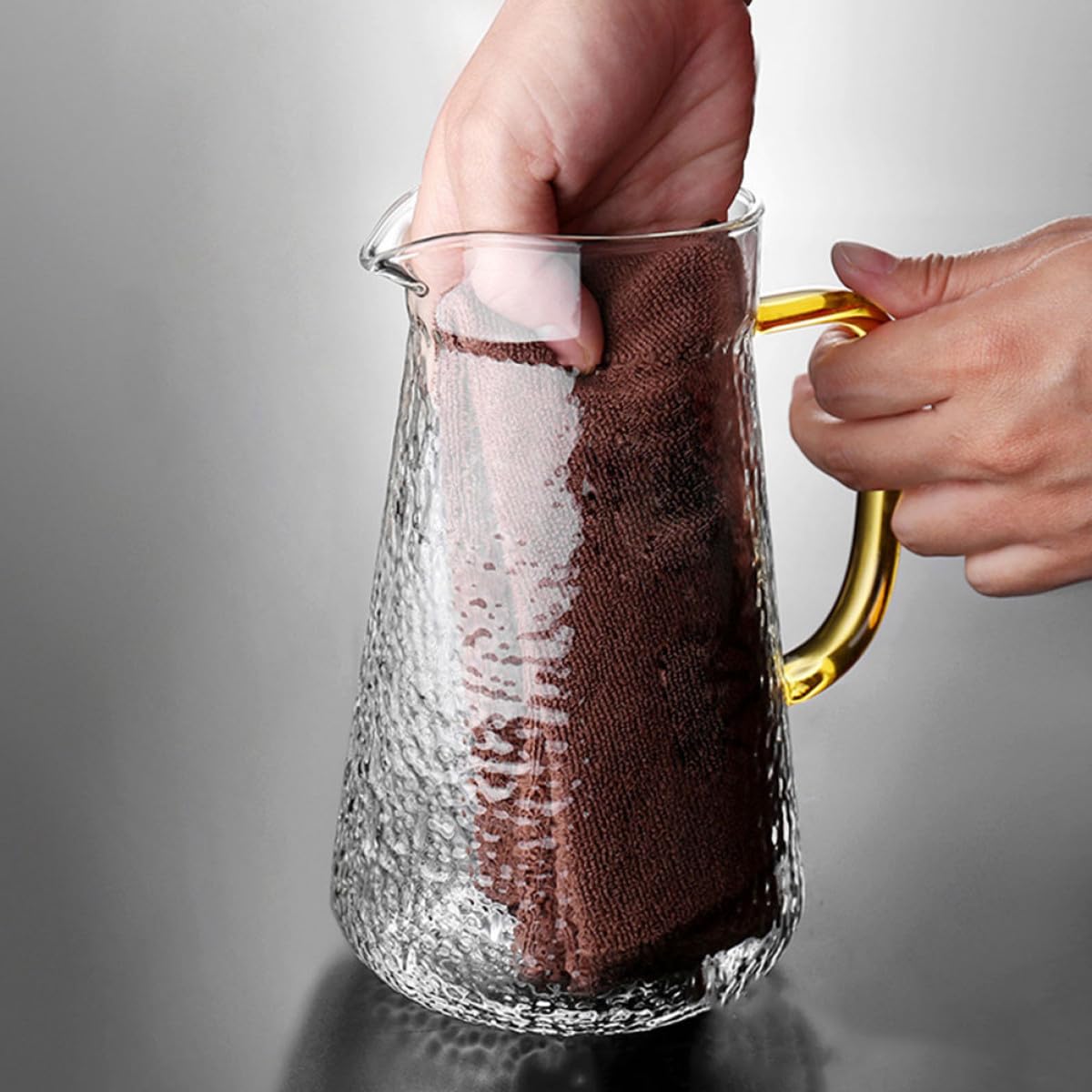Jarra de Agua Fría con Tapa de Acero Inoxidable y Vidrio Transparente Multifunción para Jugos y Bebidas Caseras Resistente y Elegante para Cenas y Fiestas