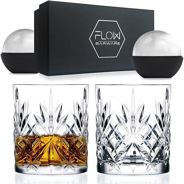 FLOW Barware Classic Whiskey Glasses Set of 2
