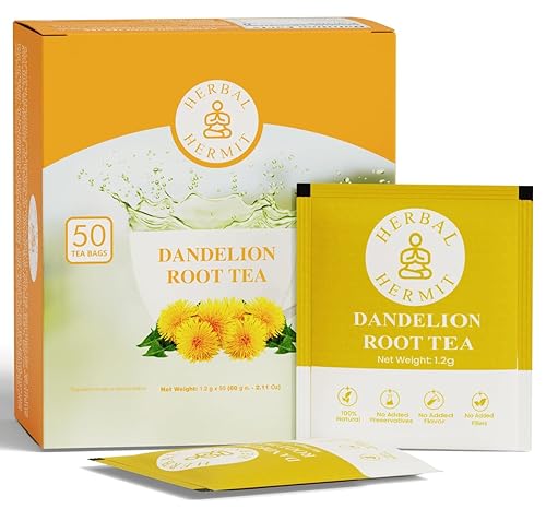 Bolsas de té de raíz de diente de león, 50 unidades, sabor suave y terroso, té de desintoxicación de hierbas orgánicas para la salud del hígado y