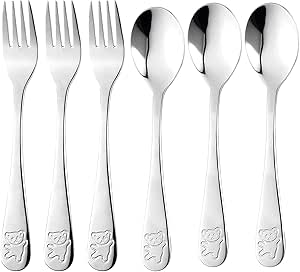 Posate Bambini In Acciaio Inox - Set 8 Pezzi, Forchette E Cucchiai Colorati - Foto 10