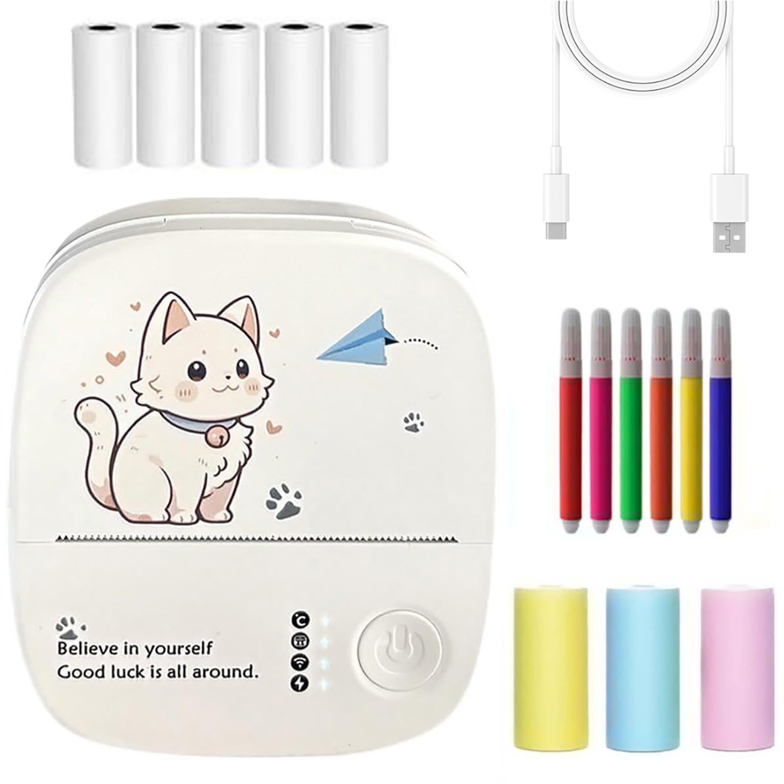 portatile mini adesiva senza inchiostro wireless con 14 rotoli di carta