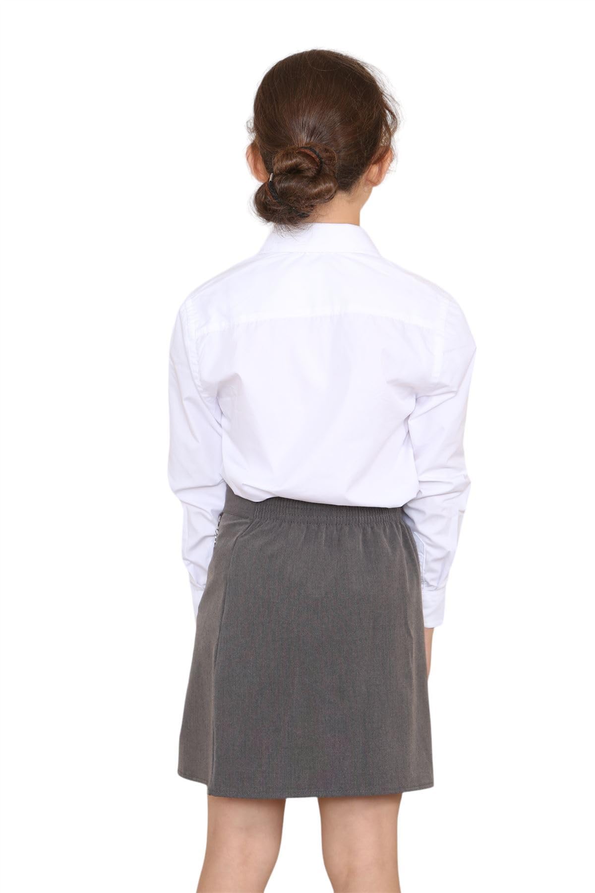 Gonna scolastica per ragazze, tinta unita, elasticizzata sul retro, in lycra con tasca frontale a cuore, comoda gonna estiva per uniforme da ragazza, età 2-16 anni