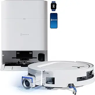 ECOVACS DEEBOT T80 OMNI Aspirateur Robot laveur, 18 000 Pa, nettoyage automatique OZMO Roller, ZeroTangle 3.0, lavage à l'eau chaude 40–75 °C, séchage à air chaud, blanc