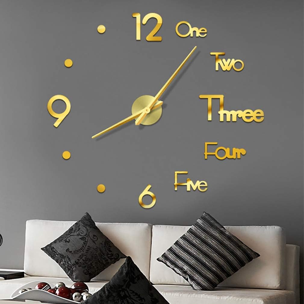 Large DIY Wall Clock, 3D Mirror Surface Stickers Frameless Modern Design Large Watch Roman Numerals Clock Silent Home Decor for Living Room Bedroom/Office/School Number Clock Decorations Gift