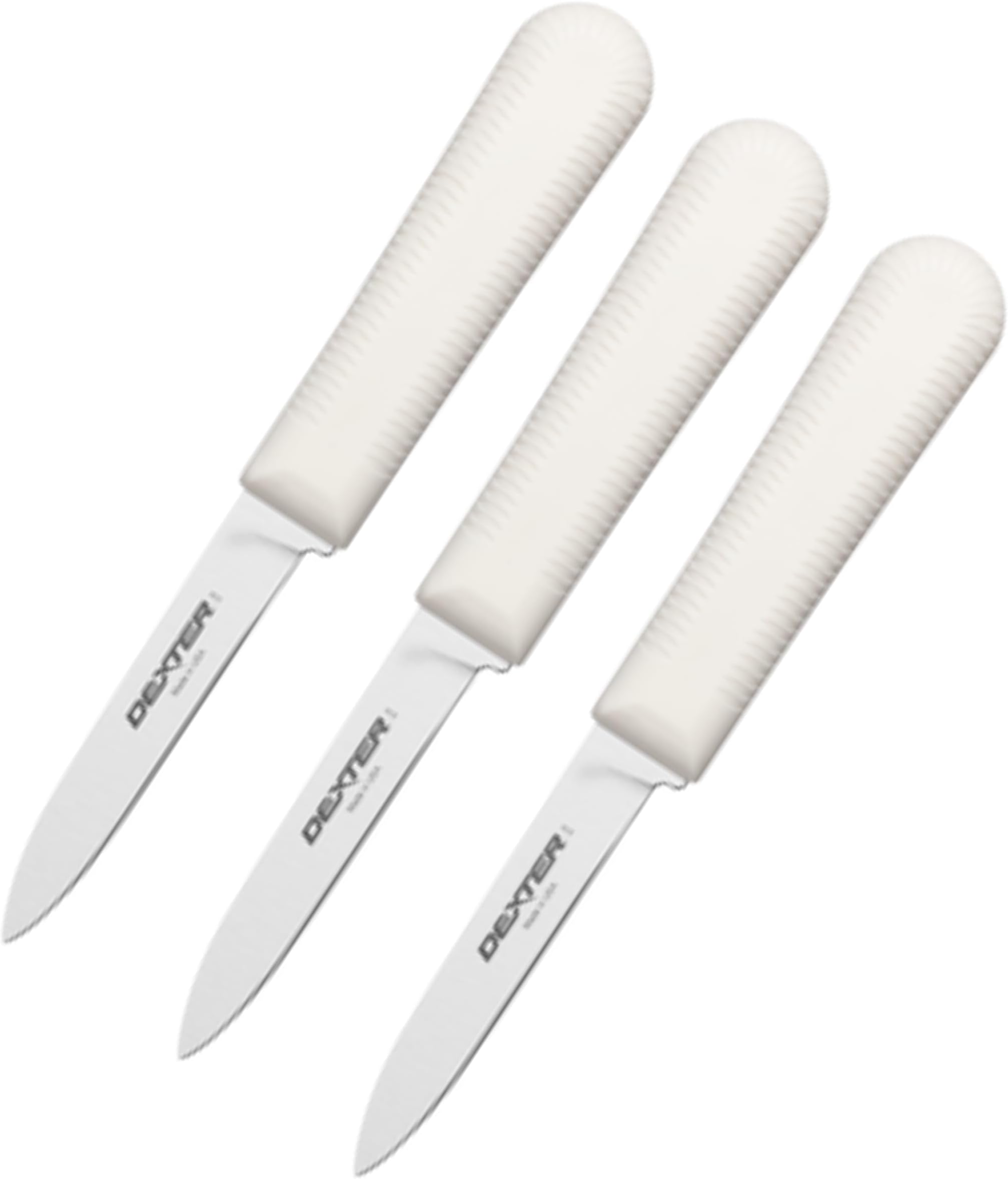 Dexter-Russell Sani-Safe 3-Pack of 3¼" Paring Knives, Slip-Resistant White Handles, Durable DEXSTEEL Blades – Ideal for Precise Peeling & Carving Fruits and Vegetables, NSF Certified