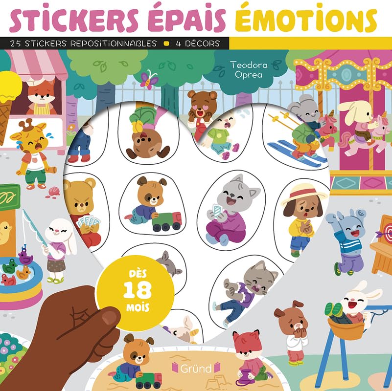 Stickers épais Les émotions - Pochette de 25 autocollants épais et repositionnables avec 4 décors Loisirs créatifs Activité manuelle À partir de 18 mois
