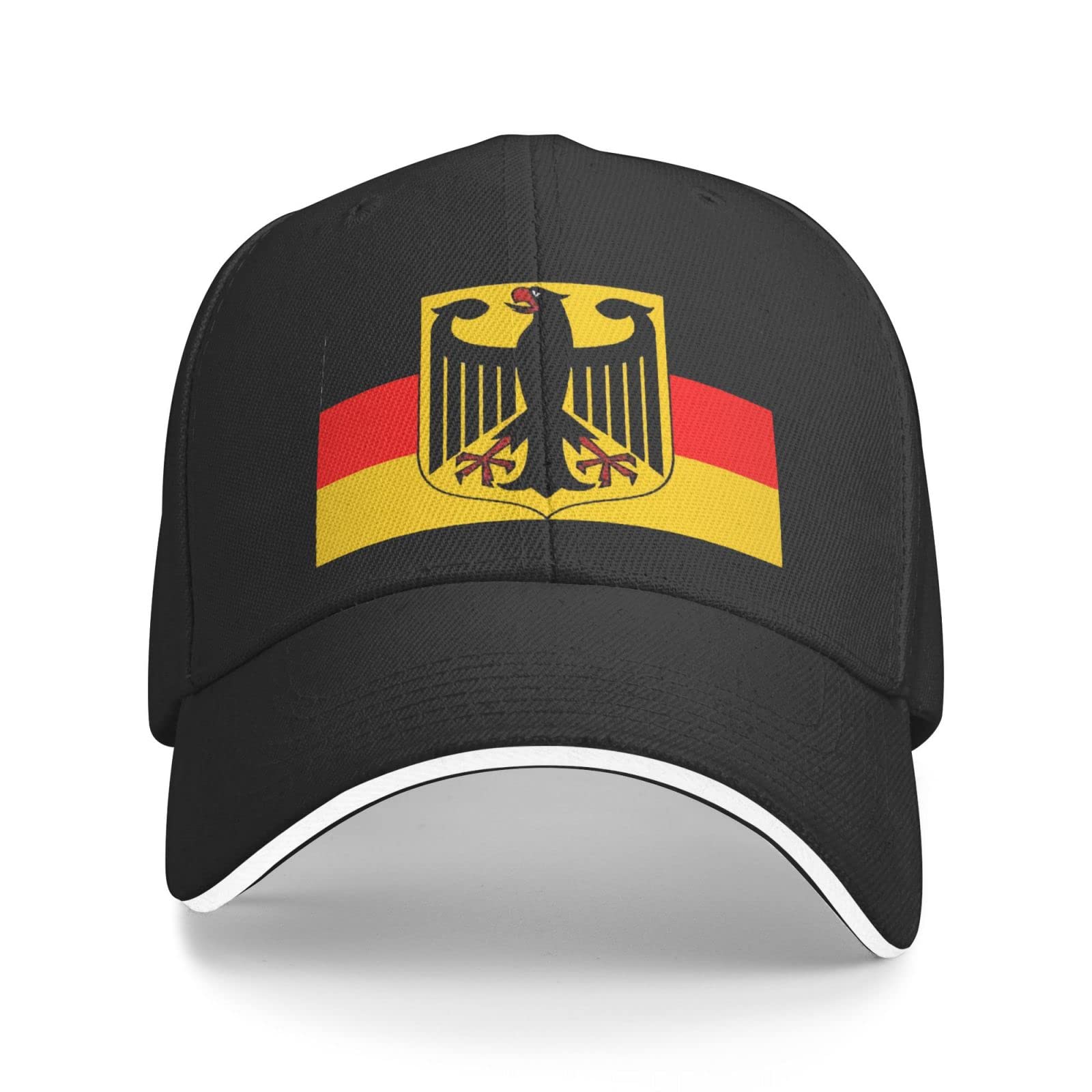 flyastarDeutschland Germany and Flag Hat Adult Unisex Classic Adjustable Sandwich Baseball Caps Hats for Men Women Casual Casquette Hat Cap Trucker Sports Black