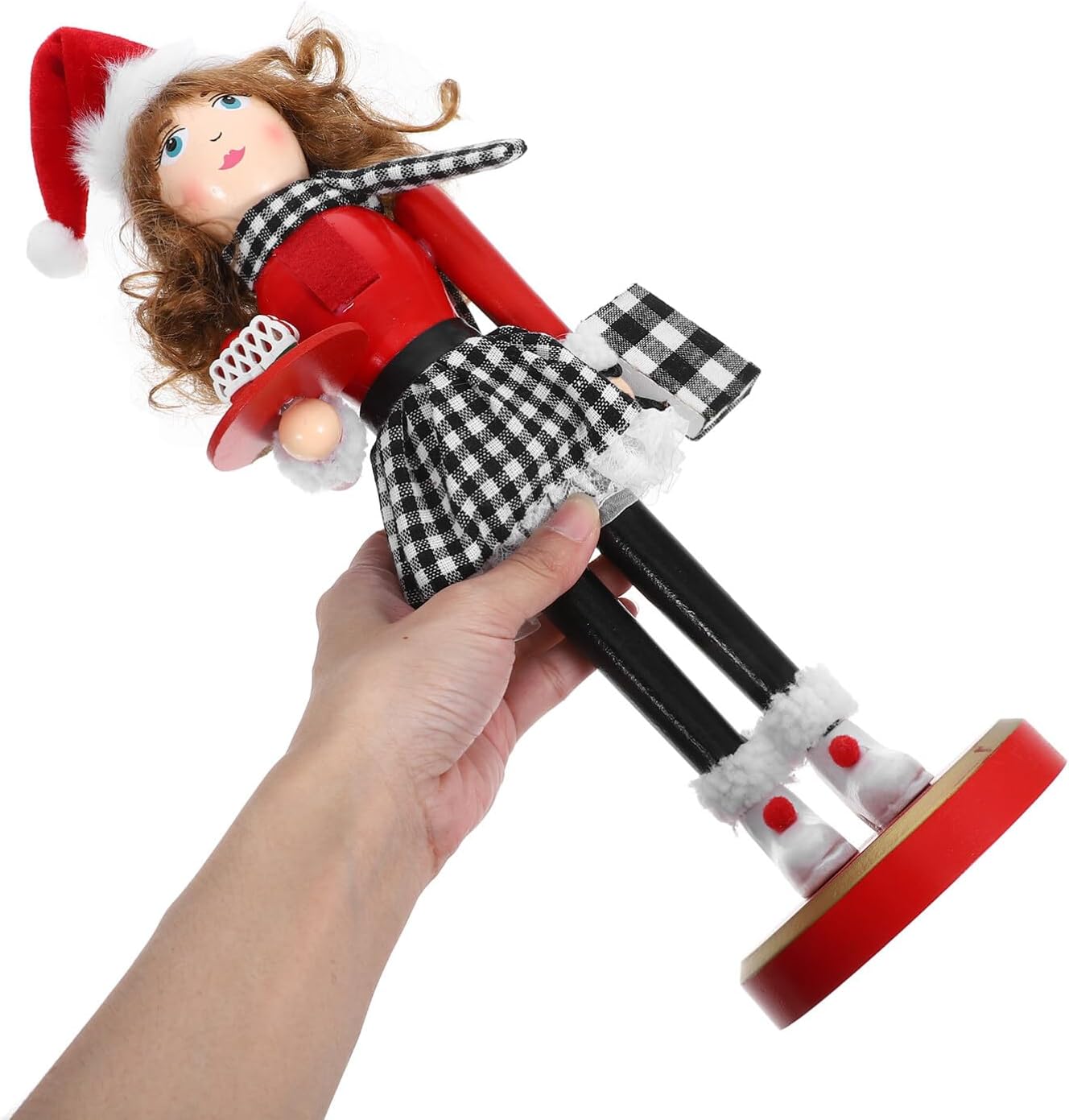 ABOOFAN Christmas Lady Nutcracker: Wooden Baking Nutcracker Figure Nutcracker Ornament Traditional Nutcracker Puppets Xmas Nutcracker Decors for Fireplace Shelf Table Centerpiece