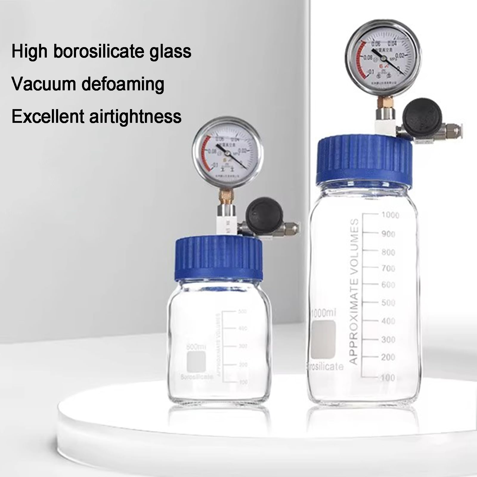 Cámara De Vacío De Vidrio, Kit De Cámara Desgasificadora De Laboratorio De 1000 Ml, con Vacuómetro De Acero Inoxidable, Eliminador De Burbujas De Resina