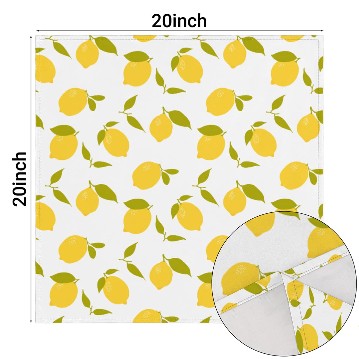 6 Polyester-Servietten, Zitronen-Motiv, Gelb – Waschbar, Knitterarm, Für Täglichen Gebrauch Oder Besondere Anlässe, 50,5 X 50,5 Cm