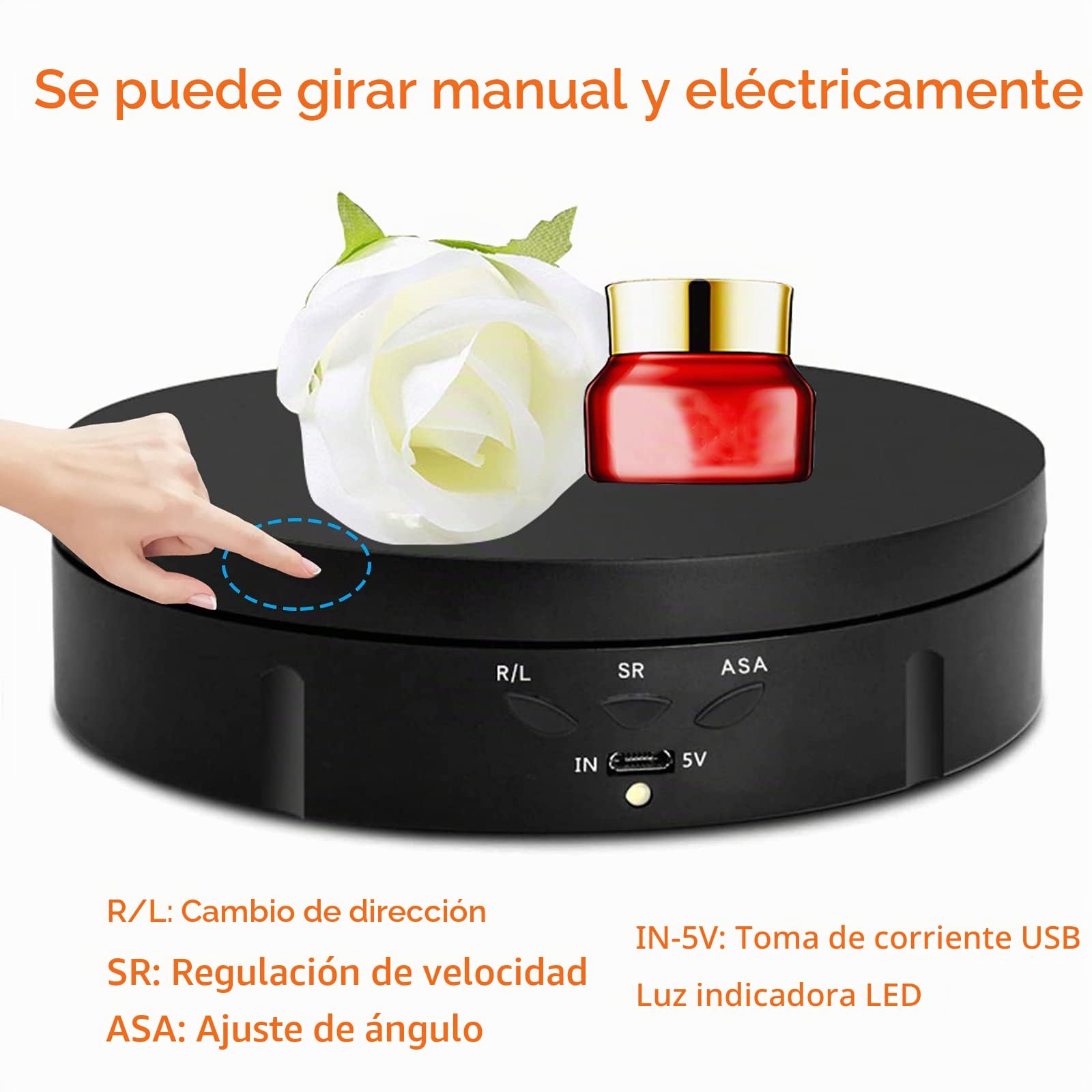 Bandeja giratoria eléctrica para fotografía, soporte giratorio motorizado de 360 grados, carga de 10 kg, para video en vivo con 5 fondos para mostrar joyas, relojes, wy23-12.25-2