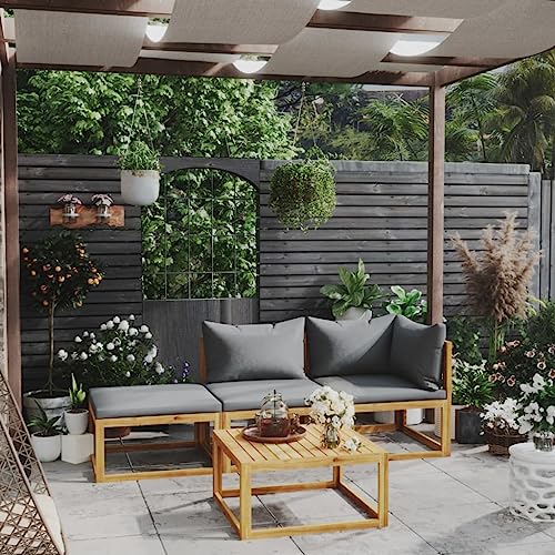 Yisssmeng 4-Piece Modern Outdoor Conversation Set, Square Patio Lounge Furniture,