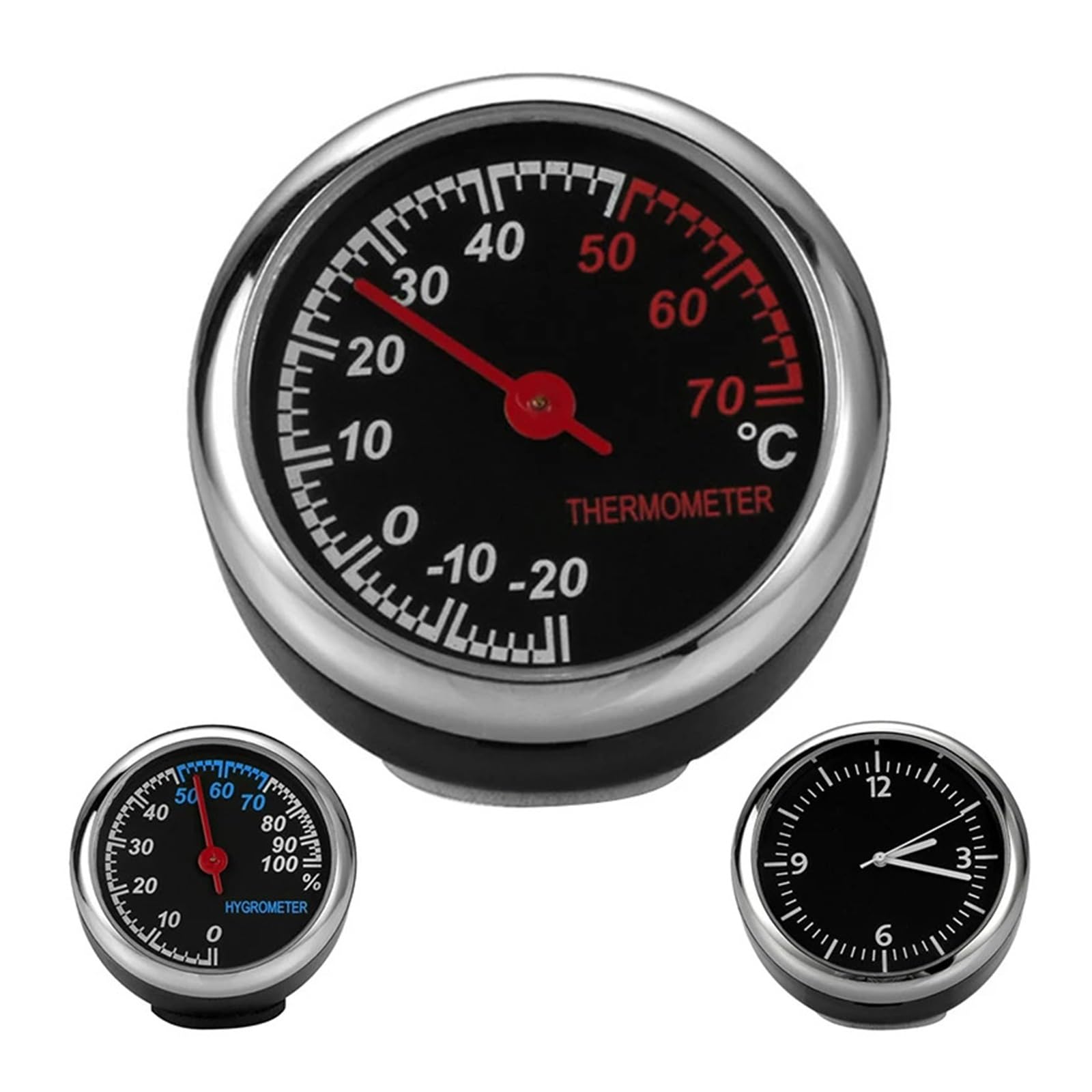 Ajuste para mini reloj digital de coche con termómetro e higrómetro, medidor de decoración interior para vehículos (5 x 4 x 4 CY20012103)
