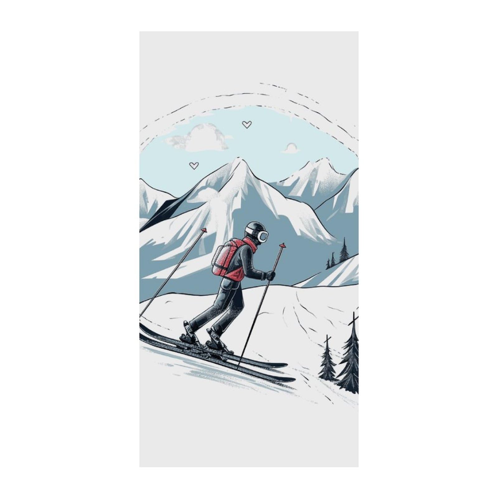 Adfgyerh Style Skiing Theme Curtains，Polyester Blackout Extra Wide，Door Curtain， 35.4X 70.9 Inch For Temporary Room Dividers Bedroom Living Room，Room Darkening Curtains ，For Doorway Privacy For Wall Hanging Decora