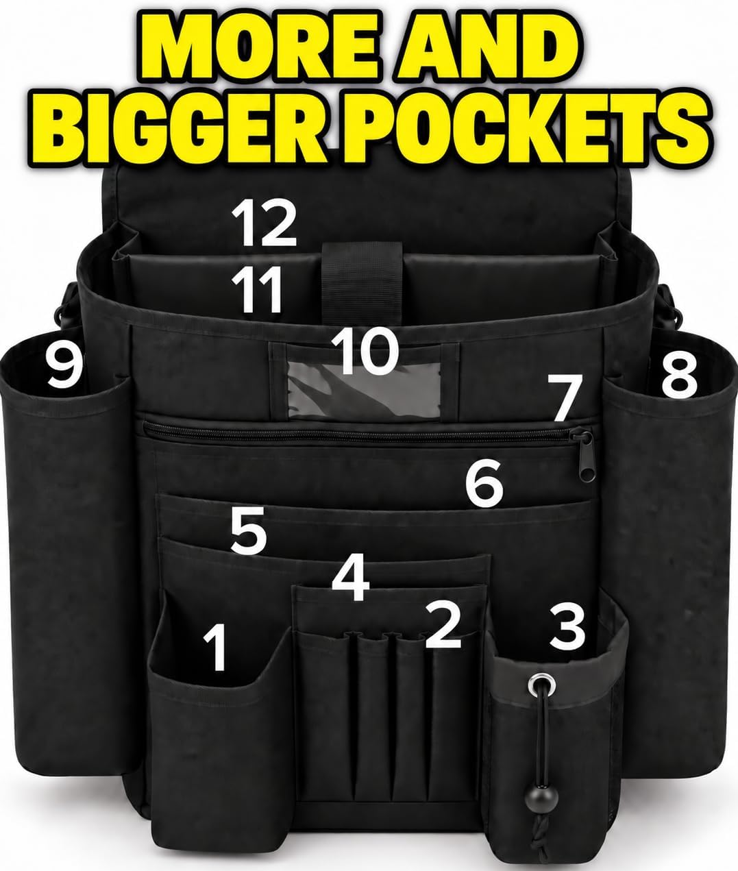 Car Front Seat Organizer with 11 Pockets (20"X16") - Passenger Seat Organizer - Vehicle Storage Caddy with Dedicated Tablet/Laptop Storage
