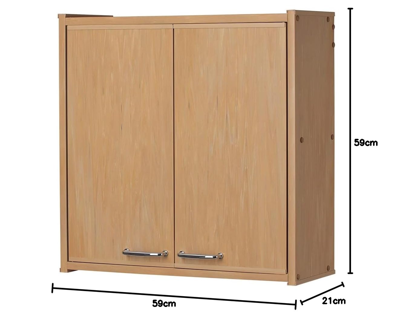 Negrari Armario de Pared de PVC F760PFAM de Resina PVC, Resistente a la Humedad, se suministra con Kit de Montaje, Interior/Exterior, 59 x 21 x 59 cm, Fresno