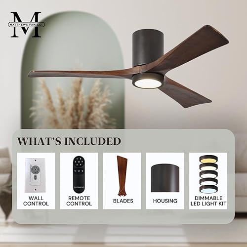 Miniatura 3 de Matthews IR3HLK-TB-WA-60 Irene - Ventilador de techo para interiores y exteriores con ubicación húmeda de 60 pulgadas con luz LED y control remoto y