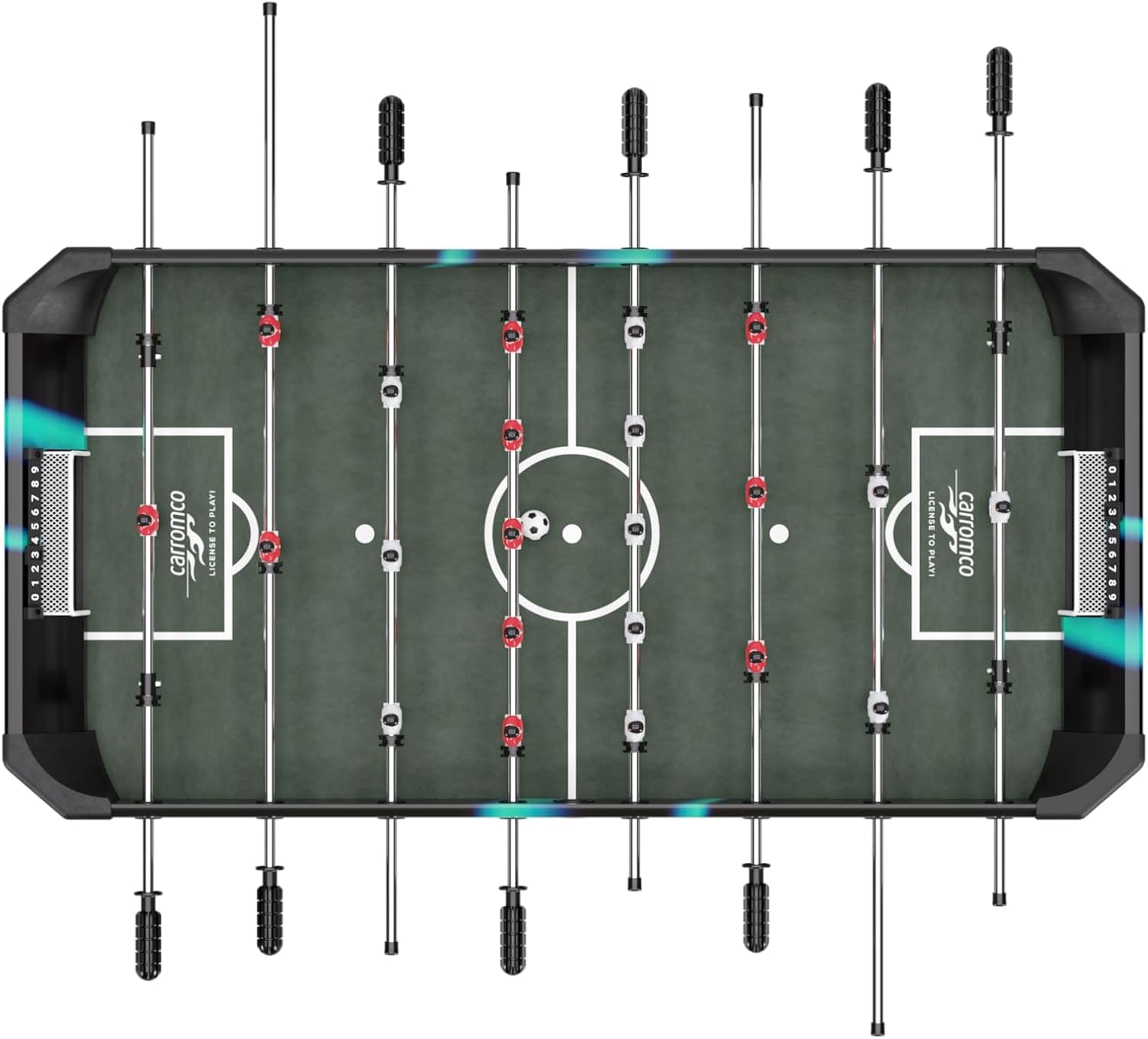 Carromco Tucana-XT Tischkicker in Schwarz | Kompakter Familien Kicker | STABILER FAMILIEN-KICKER 122x61x83cm: Kickertisch für Kinder, Jugendliche & Erwachsene. Inkl. 2 Bällen mit 32mm Durchmesser