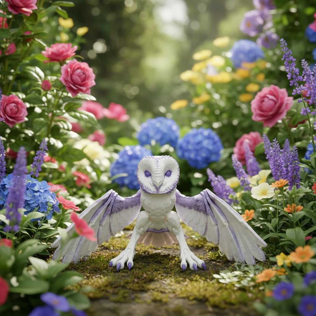 Articulated Barn Owl – 3D-Printed Poseable Owl Figurine with Movable Wings & Tail, Stress-Relief Fidget Toy & Decorative Desk Collectible for Adults (Brown/White, Medium Multicolor)