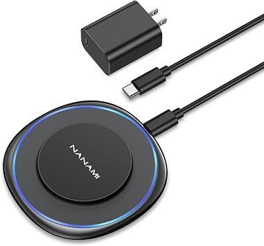 NANAMI Magnetic Wireless Charger Compatible with MagSafe Charger for iPhone 17/17 Air/16/15/14/13 Pro/Plus, Fast Wireless Charging Pad Phone Charger Mat for AirPods 3/2 Pro with USB-C 20W PD Adapter